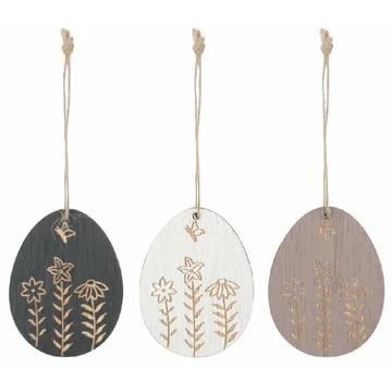 Felakasztható fa tojások 5x7x0,5cm - 6db dobozban