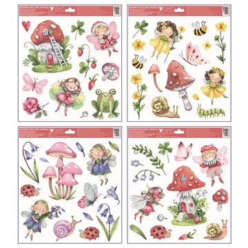 Ragasztómentes ablakmatrica  30x33,5 cm  - Csillámos tündérek