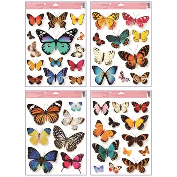 Ragasztómentes ablakmatrica  30x42cm  - Csillámos pillangók