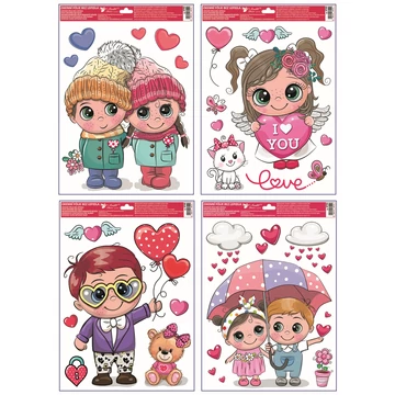 Ragasztómentes ablakmatrica  30x42 cm  - Csillámos  LOVE