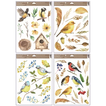 Ragasztómentes ablakmatrica  30x42 cm  - Madarak