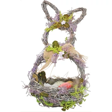 Nyúl alakú fonott kosár levendulával 15x30x13cm