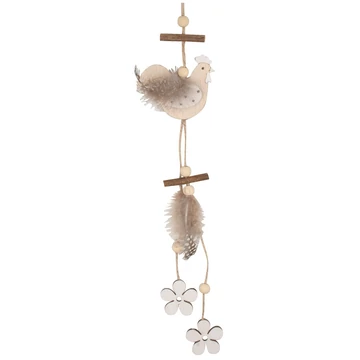 Felakasztható  fa tyúk tojásokkal és virágokkal  30cm