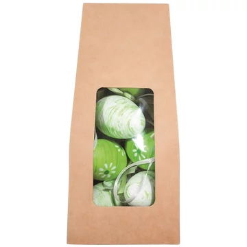  Felakasztható,  mintás műanyag tojások   papírzacskóban  6cm/6db 