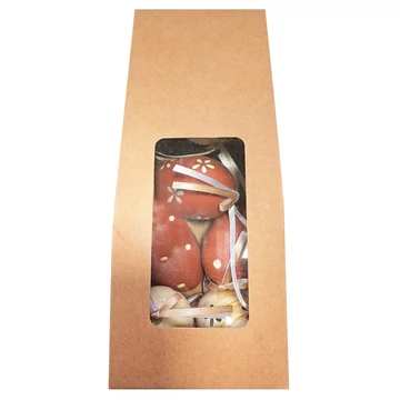  Felakasztható,  mintás műanyag tojások   papírzacskóban  6cm/6db 