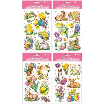 Öntapadó matrica 13x22cm - Csillámos, több rétegű húsvéti motívumok