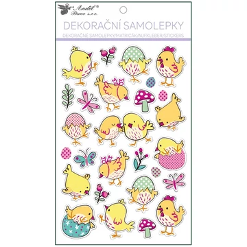 Öntapadó matrica 14,5x25cm -  Plasztik húsvéti csibék