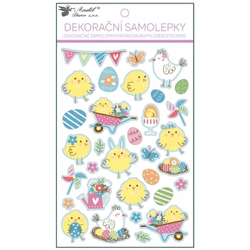 Öntapadó matrica 14,5x25cm -  Húsvéti csibék