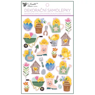 Öntapadó matrica 14,5x25cm -  Plasztik húsvéti csibék fényes felülettel