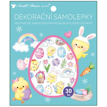 Öntapadó matrica 13x15,5cm - 30 db habszivacs húsvéti csibék