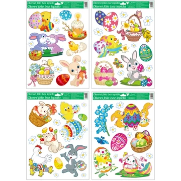 Dekorációs ablakmatrica - Húsvéti nyuszik  30x42cm