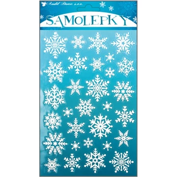 Öntapadó matrica 14,5x25cm Csillámos hópelyhek