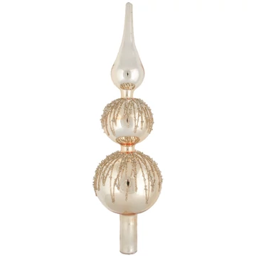 Karácsonyfa csúcsdísz üvegből 29cm arany díszítéssel