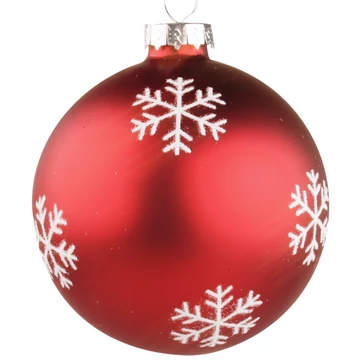 Kézzel készített piros üveggömb 8cm, 4 db