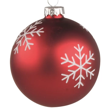 Kézzel készített piros üveggömb 8cm, 4 db