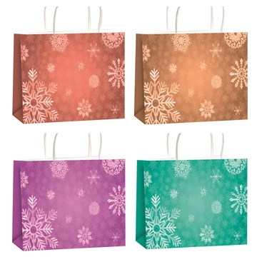 Karácsonyi ajándéktáska csillámos grafikákkal XL/45,5x33x10,5cm/