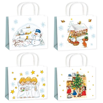 Karácsonyi csillámos ajándéktáska M/23x18x10cm/