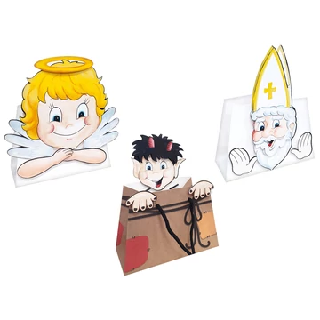 Ajándéktáska -  Mikulás, Angyal,  Ördög  22x22cm