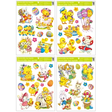 Ragasztómentes  ablakmatrica  30x42cm  -  Húsvéti csibék  