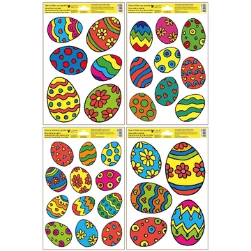 Ragasztómentes  ablakmatrica  20x30cm   – Színes húsvéti tojások  
