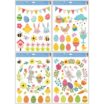  Ragasztómentes  ablakmatrica  30x42cm  - Csillámos húsvéti motívumok 
