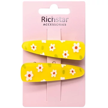 Sárga hajcsat virágokkal, 7 cm, 2 db