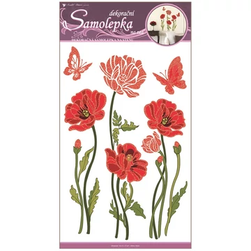 Falmatrica 50 x 32 cm  - Csillámos pipacs pillangóval