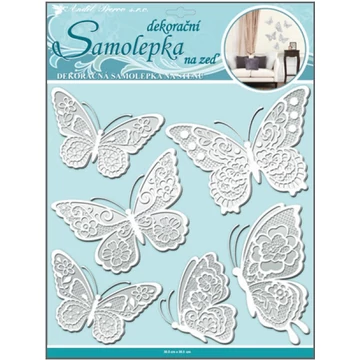 Falmatrica  30,5 x 30,5 cm  - 3D csillámos  fehér pillangók 