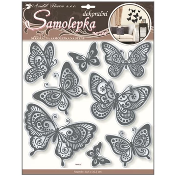Falmatrica  30,5 x 30,5 cm -  3D pillangók tükör effektussal 