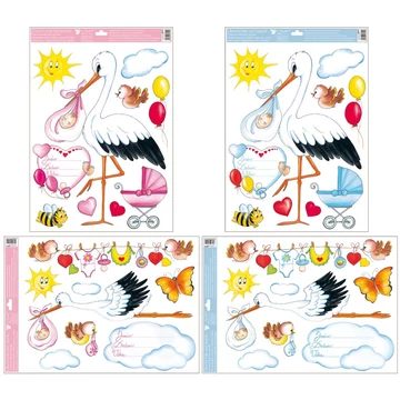  Dekorációs ablakmatrica – Gólya kisbabával  35x50cm