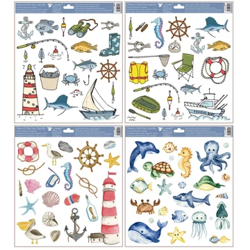 Dekorációs ablakmatrica – Tenger és halak  30x33,5cm