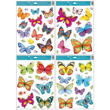 Dekorációs ablakmatrica – Színes pillangók  42x30cm
