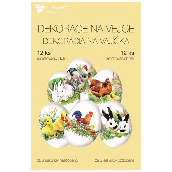  Tojásdíszítő zsugorfólia 12db, húsvéti állatkák