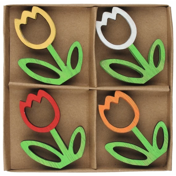 Fa tulipán 4,5x6x0,5cm, 8db dobozban