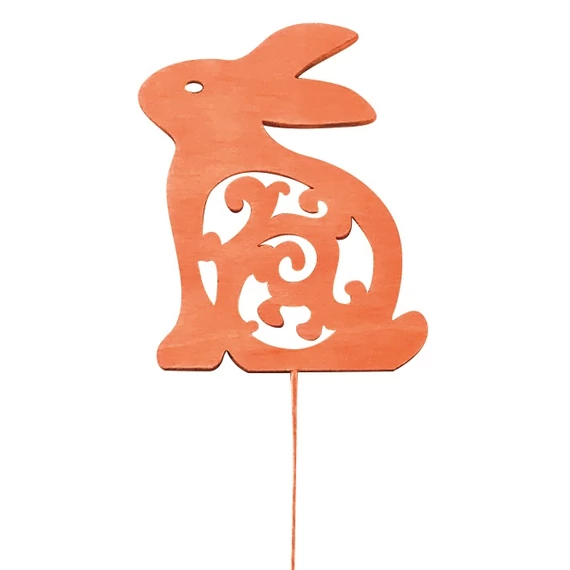 Fa nyúl 6 x 8 x 0,5 cm narancssárga + drót