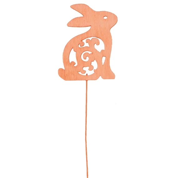 Fa nyúl 6 x 8 x 0,5 cm narancssárga + drót