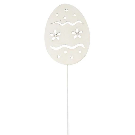 Fa tojás 6 x 8 x 0,5 cm fehér + drót