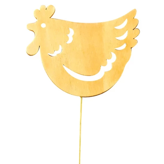 Fa tyúk 8 x 7 x 0,5 cm sárga + drót