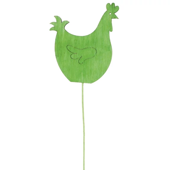 Fa tyúk 7 x 8 x 0,5 cm zöld + drót