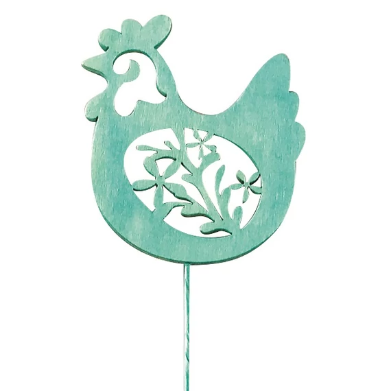 Fa tyúk 7 x 8 x 0,5 cm kék + drót