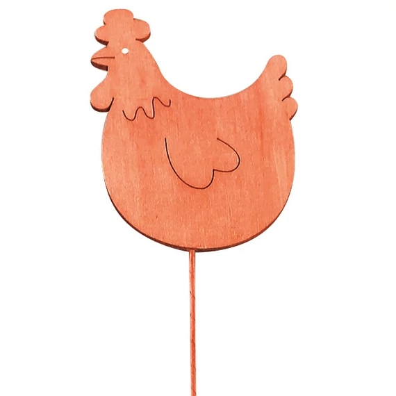 Fa tyúk 6x8x0,5cm narancssárga + drót