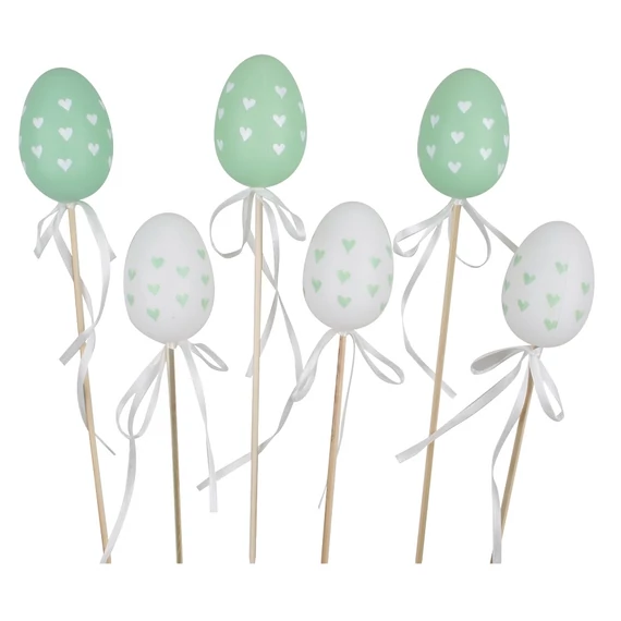 Műanyag tojás szívekkel 6cm + pálca