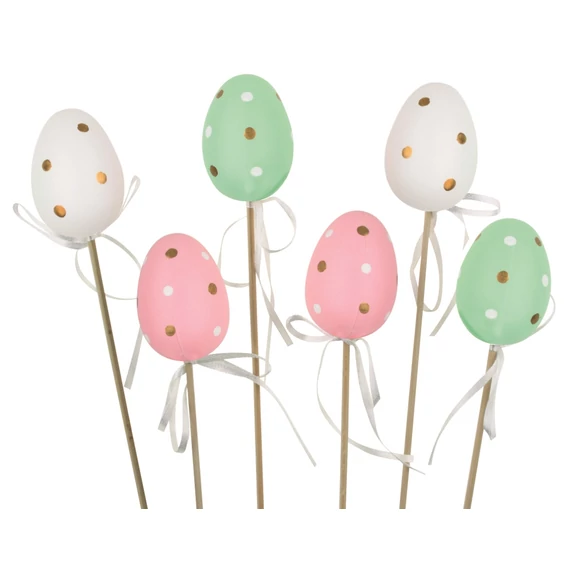 Arany pöttyös műanyag tojás 6cm + pálca