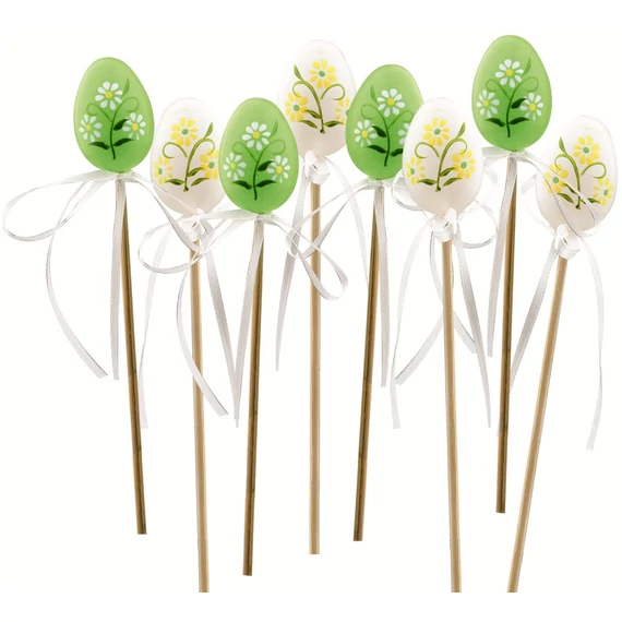 Virágos műanyag tojás 4cm + pálca
