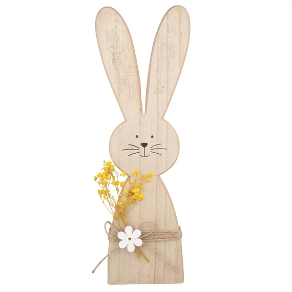 Fa nyuszi virággal állványon, 8x30cm