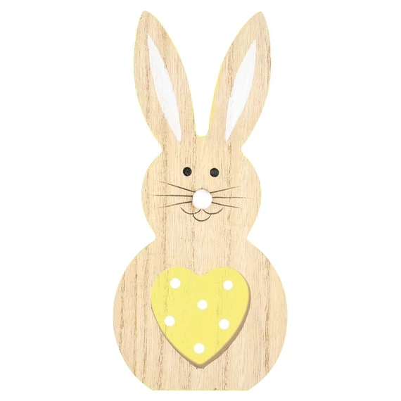 Álló fa nyuszi sárga szívvel 20cm