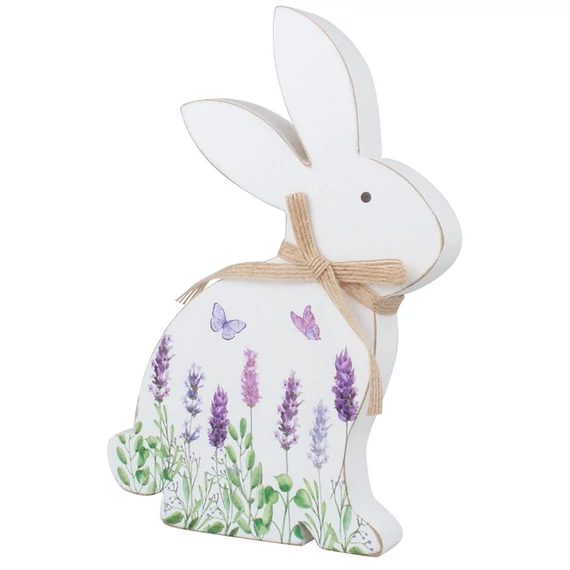 Levendula mintás álló fa nyuszi 20cm