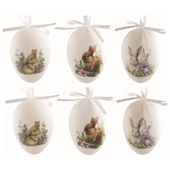  Felakasztható, műanyag tojás 6cm/6db  
