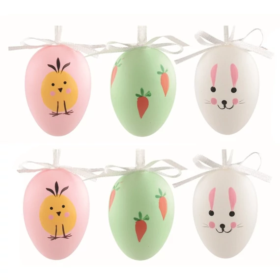 Felakasztható, műanyag tojás 6cm/6db  