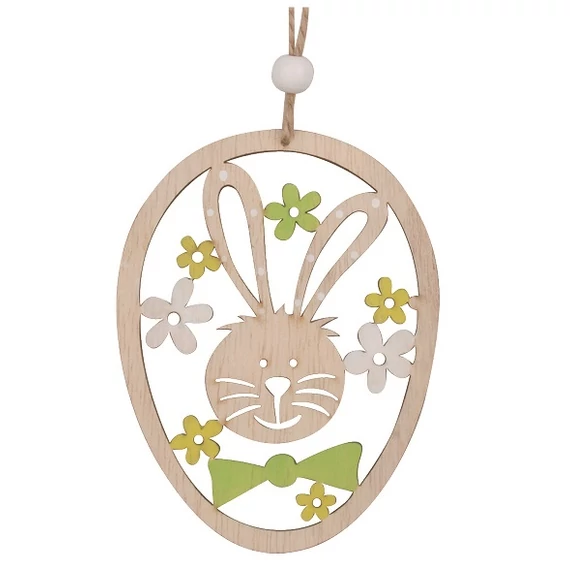 Felakasztható  fa tojás nyuszival 10cm